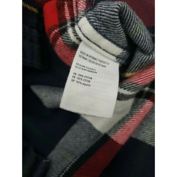 American Eagle Flannel Button Down Red Blue Plaid Mens Size Medium - Picture 8 of 10